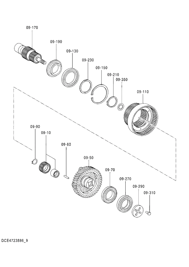 Схема запчастей Hitachi ZX140W-3 - 469 AXLE REAR (9-12) ( CEB CED 005001-, CEA 050001-). 06 POWER TRAIN