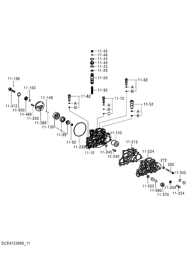 Схема запчастей Hitachi ZX140W-3 - 471 AXLE REAR (11-12) ( CEB CED 005001-, CEA 050001-). 06 POWER TRAIN