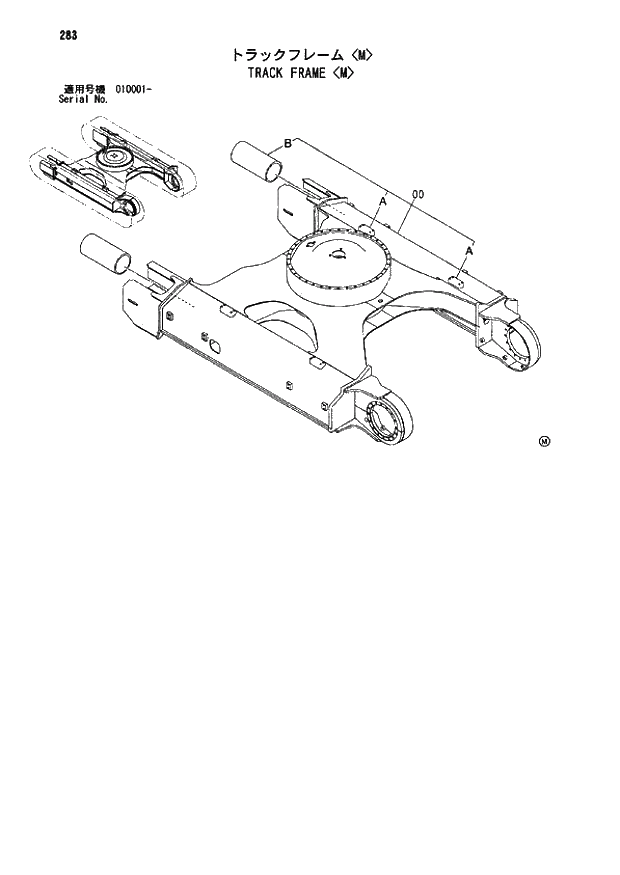 Схема запчастей Hitachi ZX110-E - 283_TRACK FRAME M (010001 -). 02 UNDERCARRIAGE