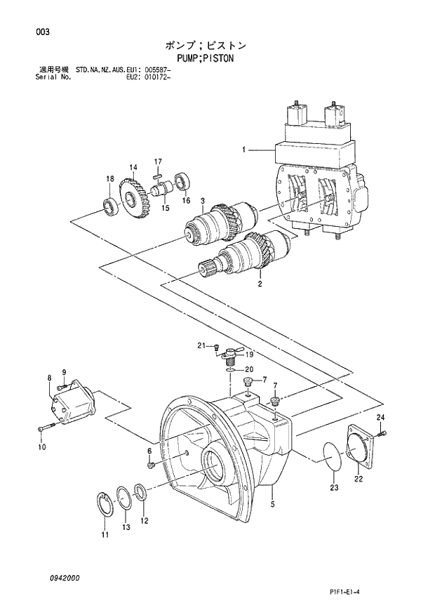 Схема запчастей Hitachi ZX160LC - 003 PUMP;PISTON 01 PUMP