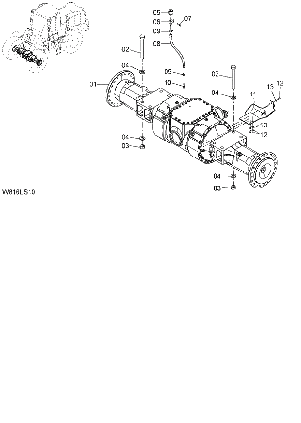 Схема запчастей Hitachi ZW220 - 029_FRONT AXLE(LSD) (000101-004999, 005101-). 02 POWER TRAIN