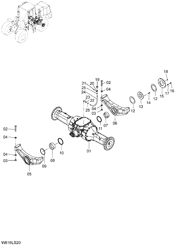 Схема запчастей Hitachi ZW220 - 031_REAR AXLE(LSD) (000101-004999, 005101-). 02 POWER TRAIN