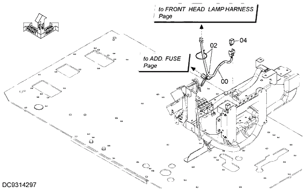 Схема запчастей Hitachi ZX330LC-5G - 018 FRONT HEAD LAMP (2 LAMP)(FLOOR) 07 ELECTRIC SYSTEM