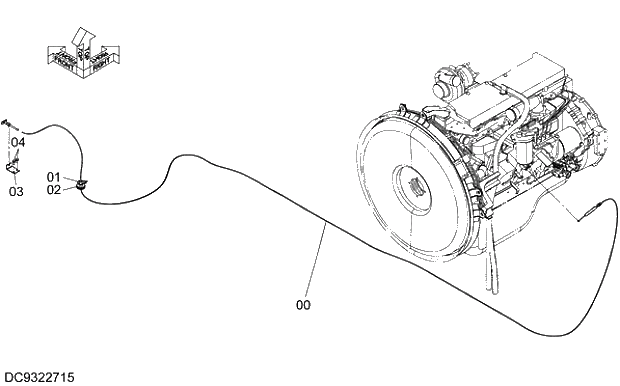 Схема запчастей Hitachi ZX330-5G - 025 ENGINE STOP CABLE (AUTO ENGINE CONTROL) 07 ELECTRIC SYSTEM