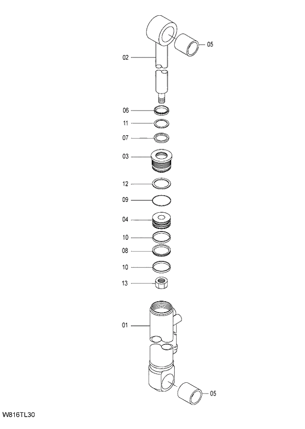 Схема запчастей Hitachi ZW220 - 278_CYLINDER CLAMP (TLZ070) (000101-004999, 005101-). 04 CYLINDER