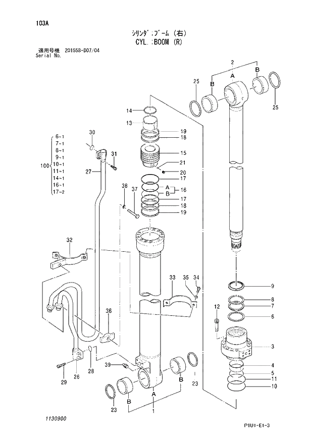 Схема запчастей Hitachi ZX210LCK-3 - 103 CYL.;BOOM (R). 03 CYLINDER