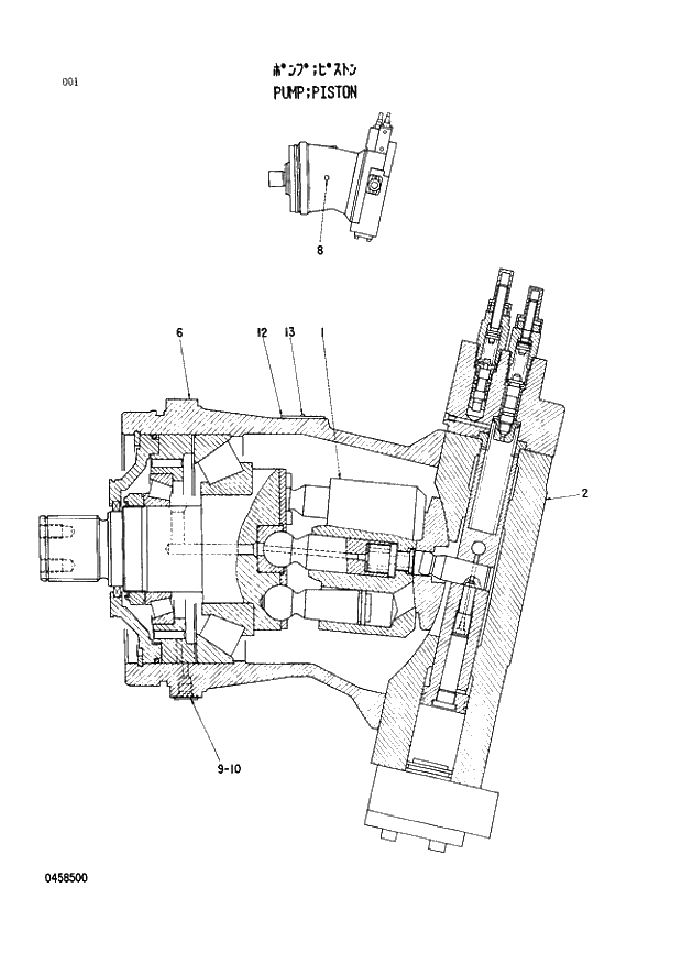 Схема запчастей Hitachi EX400 тип А - 001 PUMP;PISTON 01 PUMP