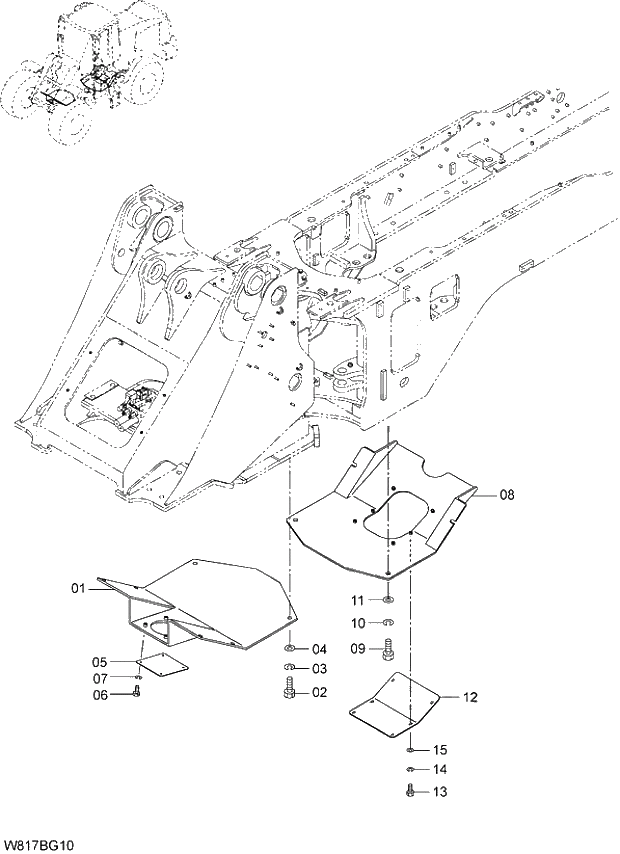 Схема запчастей Hitachi ZW310 - 003 BELLY GUARD(BGK). 03 CHASSIS