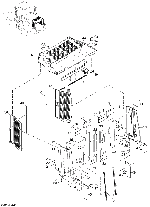 Схема запчастей Hitachi ZW310 - 008 COVER(2). 03 CHASSIS