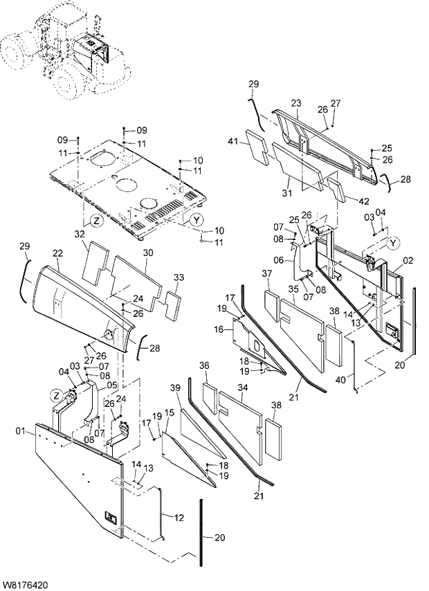 Схема запчастей Hitachi ZW310A - 009 COVER(3). 03 CHASSIS