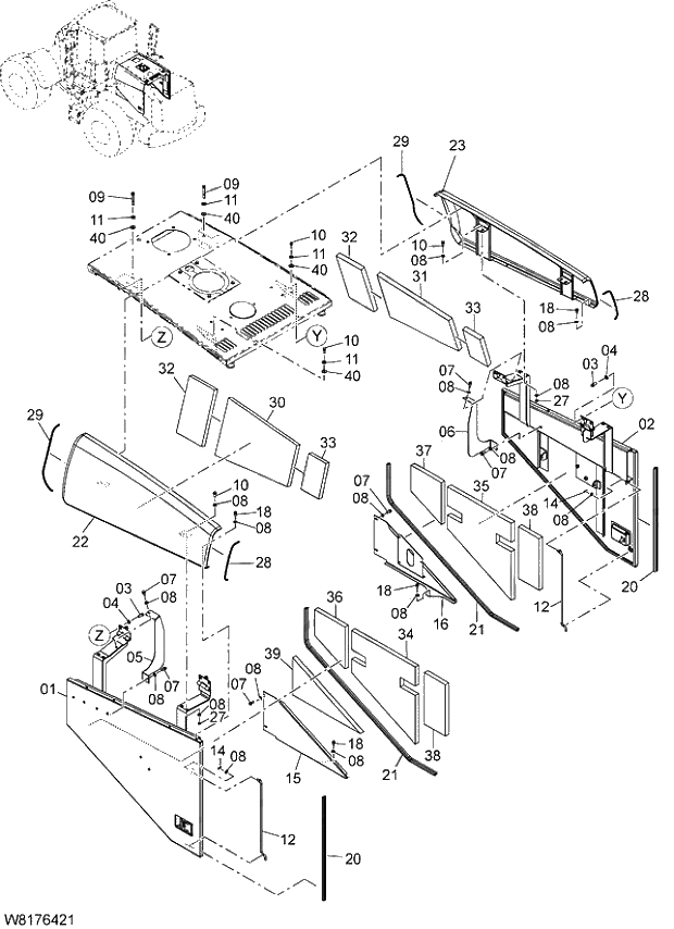 Схема запчастей Hitachi ZW310A - 010 COVER(3). 03 CHASSIS