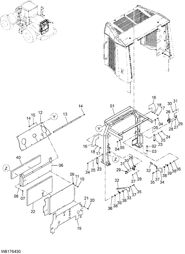 Схема запчастей Hitachi ZW310A - 013 COVER(5). 03 CHASSIS