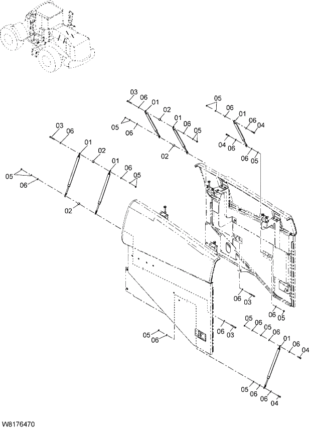 Схема запчастей Hitachi ZW310A - 016 GAS SPRING(WITH FULL REAR FENDER)(FRF). 03 CHASSIS