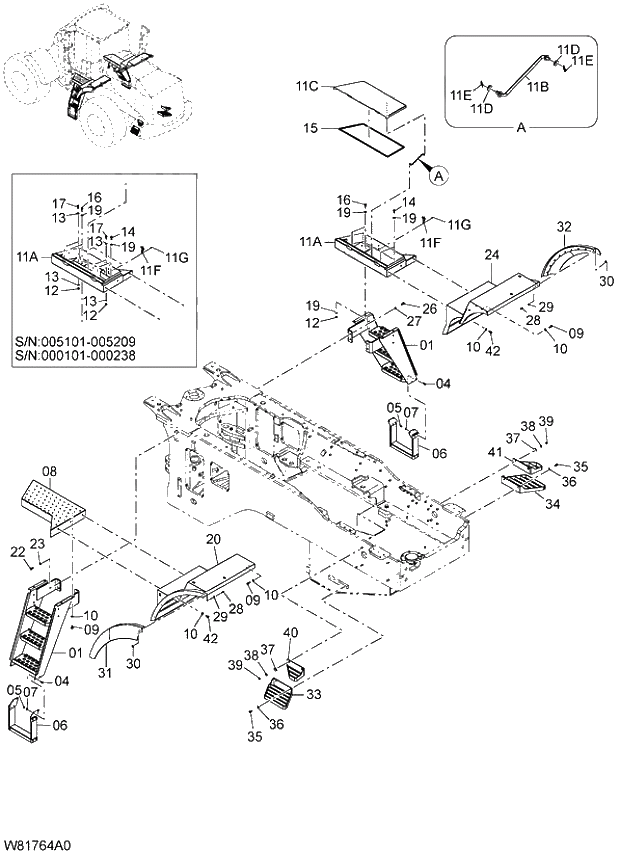 Схема запчастей Hitachi ZW310 - 020 FLOOR BOARD(2). 03 CHASSIS