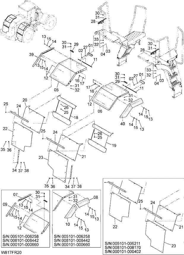 Схема запчастей Hitachi ZW310A - 029 FULL REAR FENDER(1-2)(FRF). 03 CHASSIS