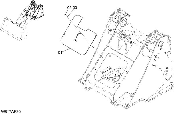 Схема запчастей Hitachi ZW310A - 032 FRONT FRAME COVER(FOR 3-SPOOL)(AP3). 03 CHASSIS