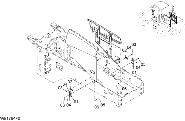 Схема запчастей Hitachi ZW310A - 033 SIDE PANEL(WITH OUTER LOCK)(SLK). 03 CHASSIS