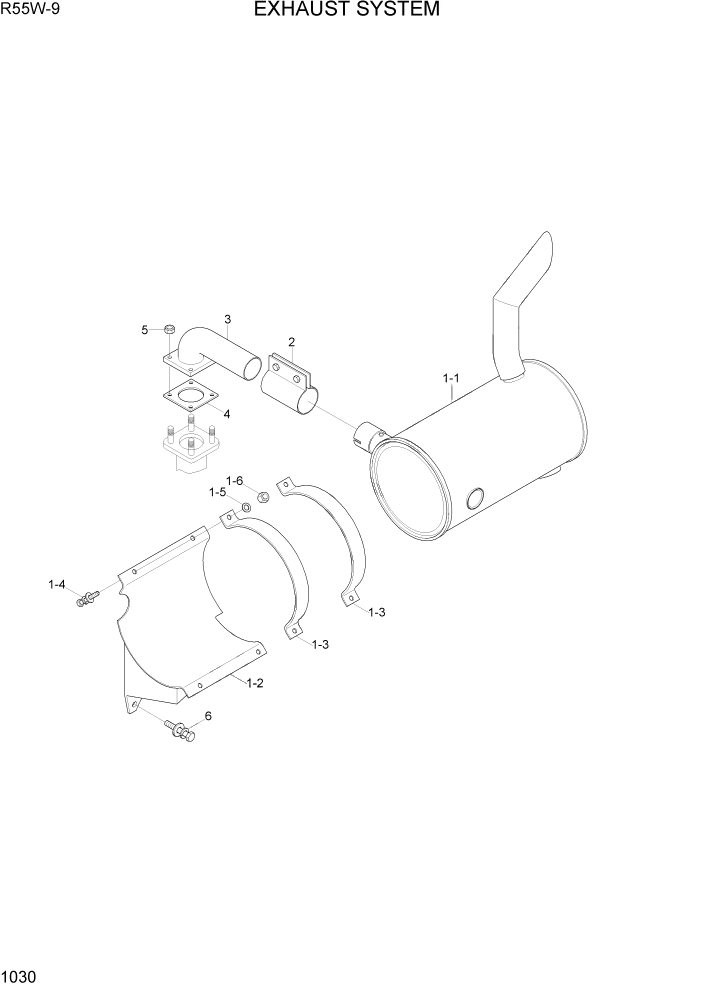 Схема запчастей Hyundai R55W-9 - PAGE 1030 EXHAUST SYSTEM СИСТЕМА ДВИГАТЕЛЯ