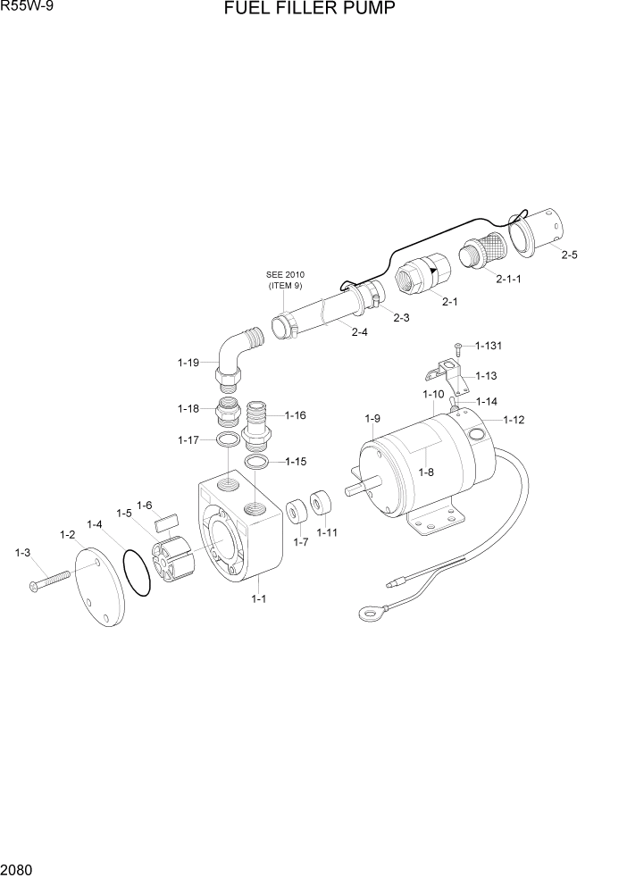 Схема запчастей Hyundai R55W-9 - PAGE 2080 FUEL FILLER PUMP ЭЛЕКТРИЧЕСКАЯ СИСТЕМА