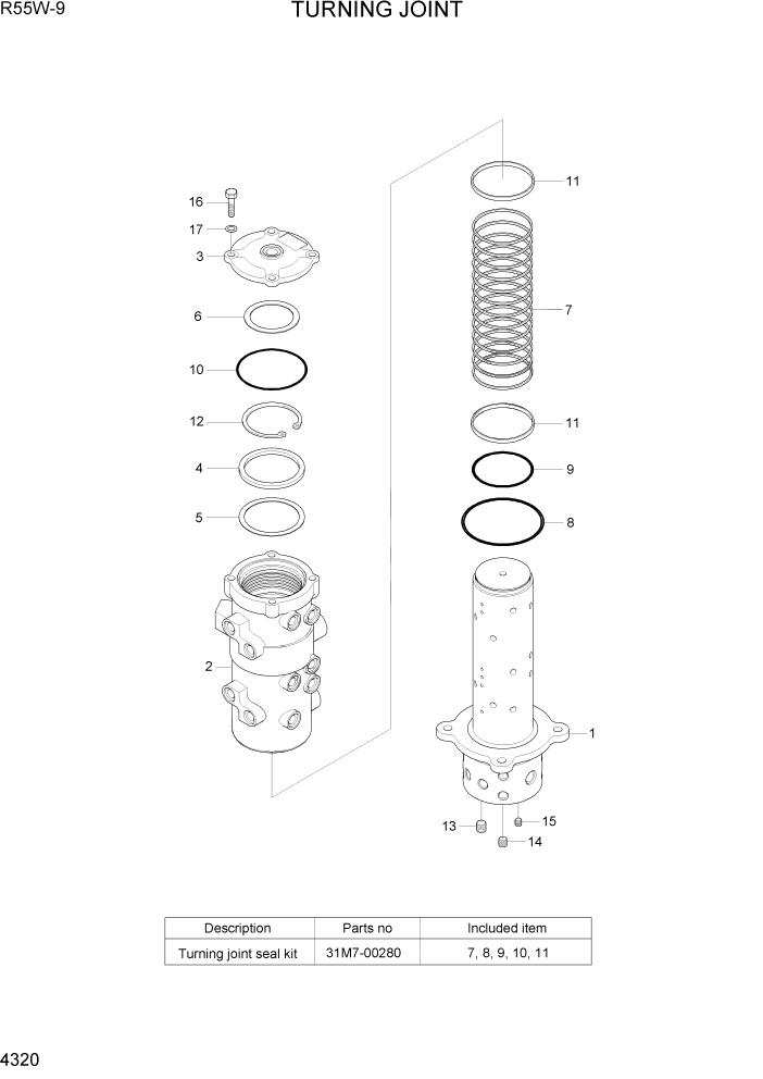Схема запчастей Hyundai R55W-9 - PAGE 4320 TURNING JOINT ГИДРАВЛИЧЕСКИЕ КОМПОНЕНТЫ