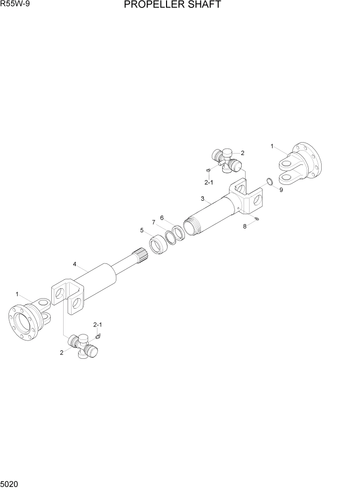 Схема запчастей Hyundai R55W-9 - PAGE 5020 PROPELLER SHAFT ТРАНСМИССИЯ