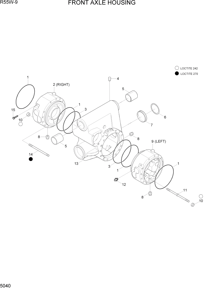 Схема запчастей Hyundai R55W-9 - PAGE 5040 FRONT AXLE HOUSING ТРАНСМИССИЯ