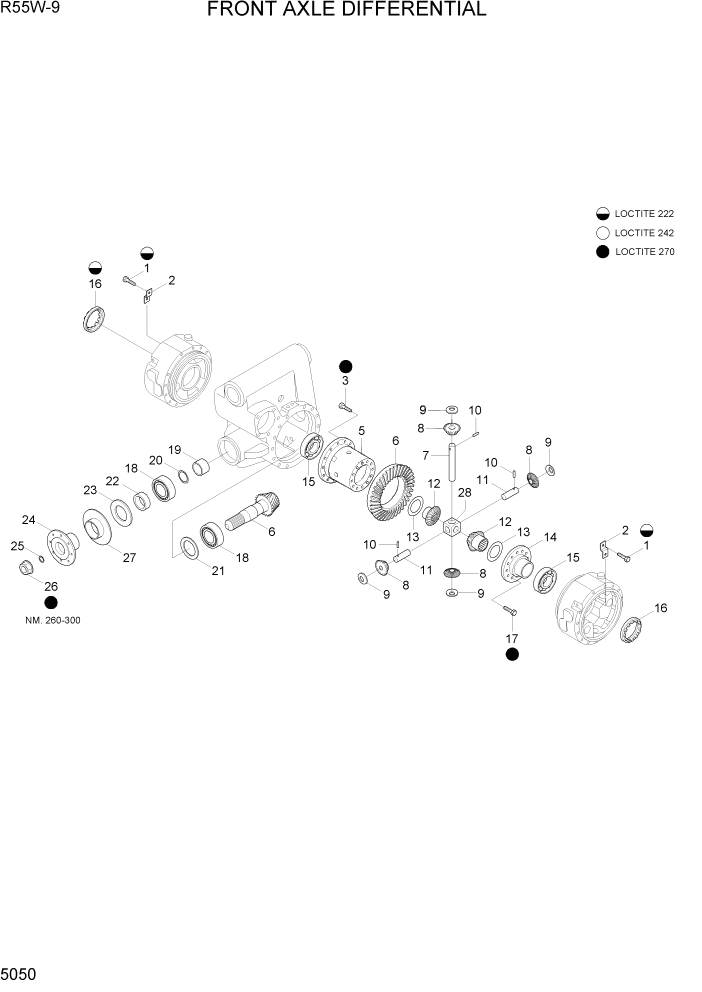 Схема запчастей Hyundai R55W-9 - PAGE 5050 FRONT AXLE DIFFERENTIAL ТРАНСМИССИЯ