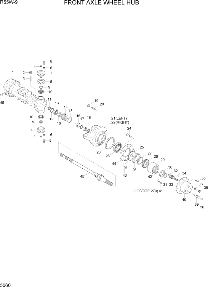 Схема запчастей Hyundai R55W-9 - PAGE 5060 FRONT AXLE WHEEL HUB ТРАНСМИССИЯ