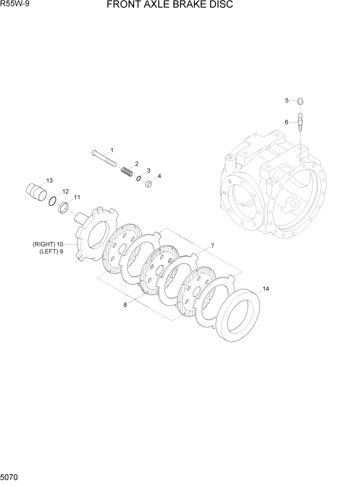 Схема запчастей Hyundai R55W-9 - PAGE 5070 FRONT AXLE BRAKE DISC ТРАНСМИССИЯ