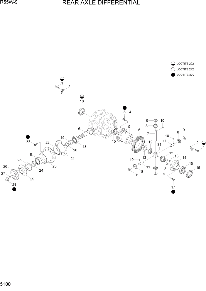 Схема запчастей Hyundai R55W-9 - PAGE 5100 REAR AXLE DIFFERENTIAL ТРАНСМИССИЯ
