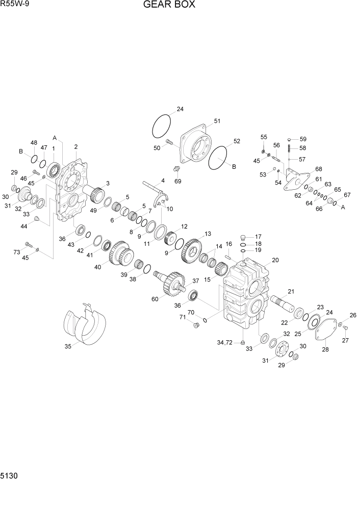 Схема запчастей Hyundai R55W-9 - PAGE 5130 GEAR BOX ТРАНСМИССИЯ