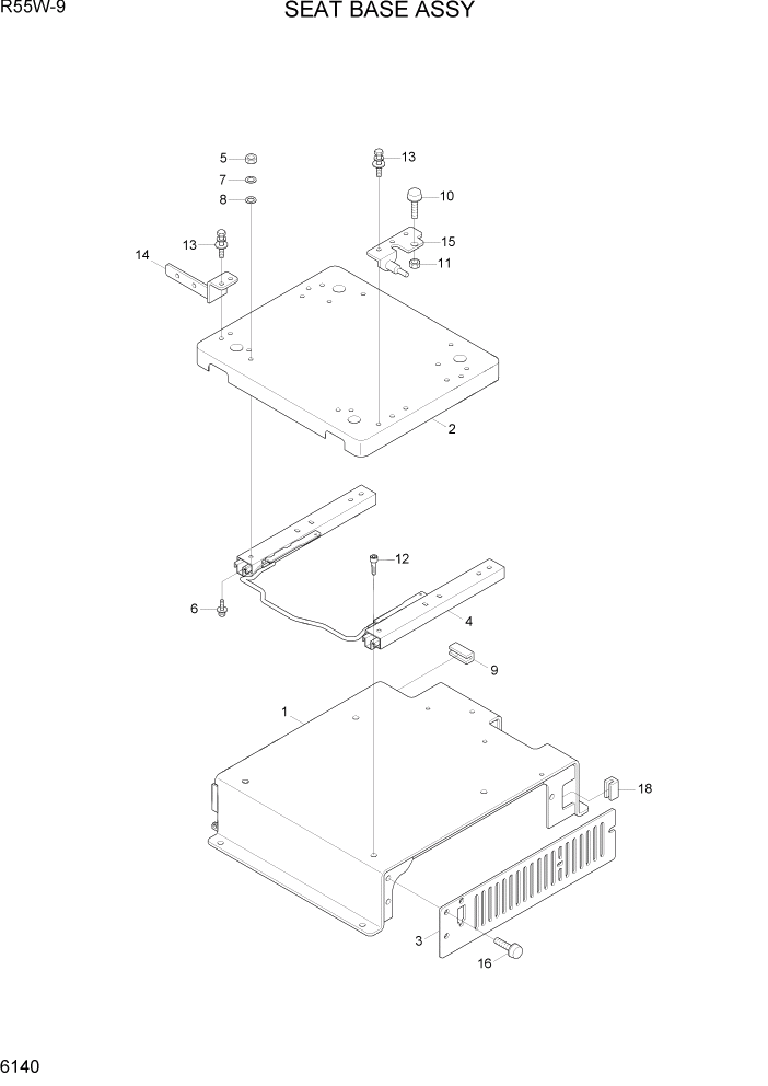 Схема запчастей Hyundai R55W-9 - PAGE 6140 SEAT BASE ASSY СТРУКТУРА