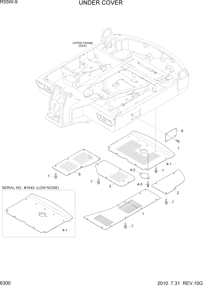 Схема запчастей Hyundai R55W-9 - PAGE 6300 UNDER COVER СТРУКТУРА