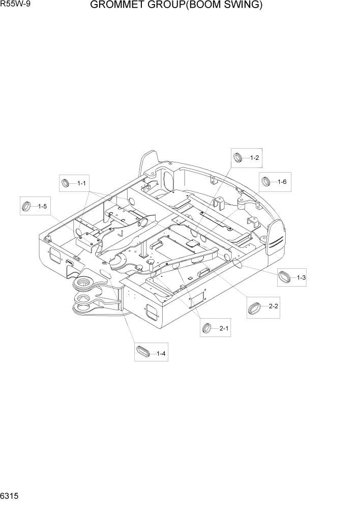 Схема запчастей Hyundai R55W-9 - PAGE 6315 GROMMET GROUP(BOOM SWING) СТРУКТУРА