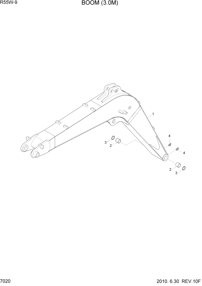 Схема запчастей Hyundai R55W-9 - PAGE 7020 BOOM(3.0M) РАБОЧЕЕ ОБОРУДОВАНИЕ