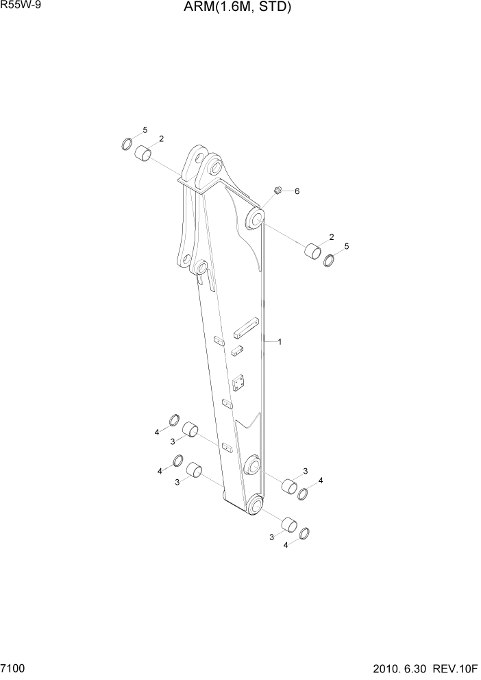 Схема запчастей Hyundai R55W-9 - PAGE 7100 ARM(1.6M, STD) РАБОЧЕЕ ОБОРУДОВАНИЕ