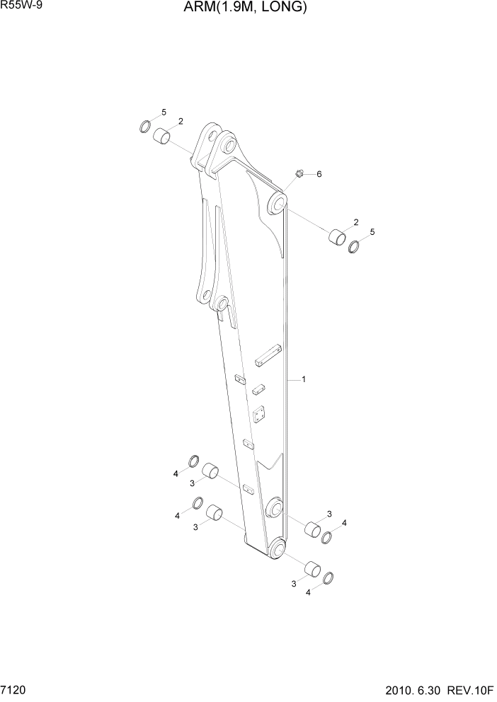 Схема запчастей Hyundai R55W-9 - PAGE 7120 ARM(1.9M, LONG) РАБОЧЕЕ ОБОРУДОВАНИЕ