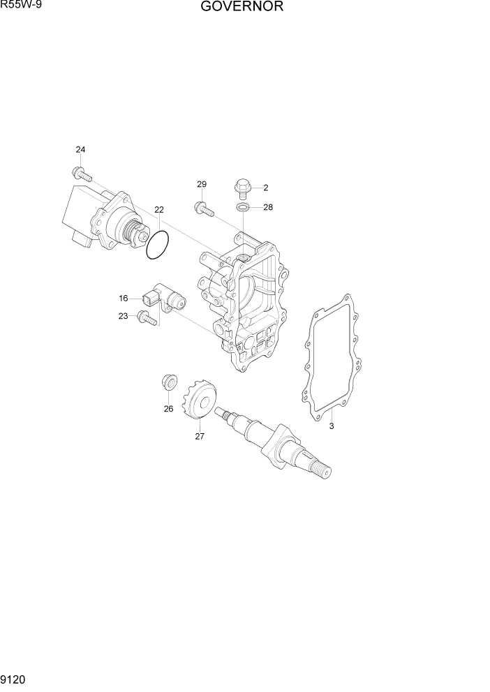 Схема запчастей Hyundai R55W-9 - PAGE 9120 GOVERNOR ДВИГАТЕЛЬ БАЗА