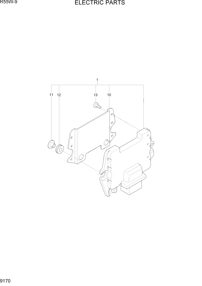 Схема запчастей Hyundai R55W-9 - PAGE 9170 ELECTRICAL PARTS ДВИГАТЕЛЬ БАЗА