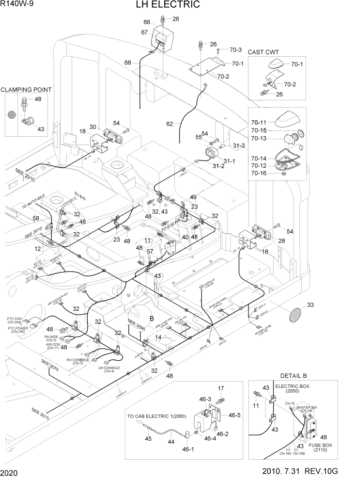 Схема запчастей Hyundai R140W9 - PAGE 2020 LH ELECTRIC ЭЛЕКТРИЧЕСКАЯ СИСТЕМА