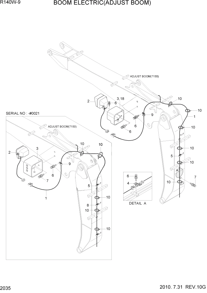 Схема запчастей Hyundai R140W9 - PAGE 2035 BOOM ELECTRIC(ADJUST BOOM) ЭЛЕКТРИЧЕСКАЯ СИСТЕМА