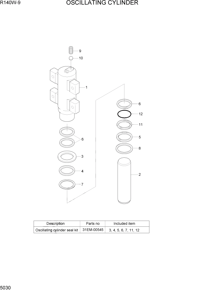 Схема запчастей Hyundai R140W9 - PAGE 5030 OSCILLATING CYLINDER ТРАНСМИССИЯ