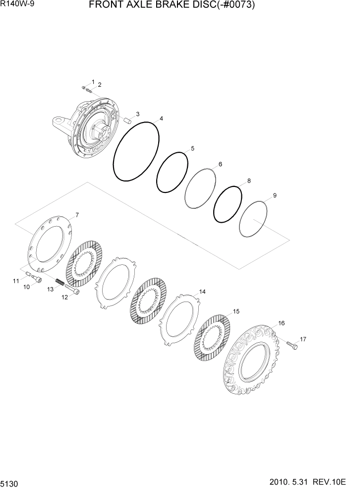 Схема запчастей Hyundai R140W9 - PAGE 5130 FRONT AXLE BRAKE DISC(-#0073) ТРАНСМИССИЯ