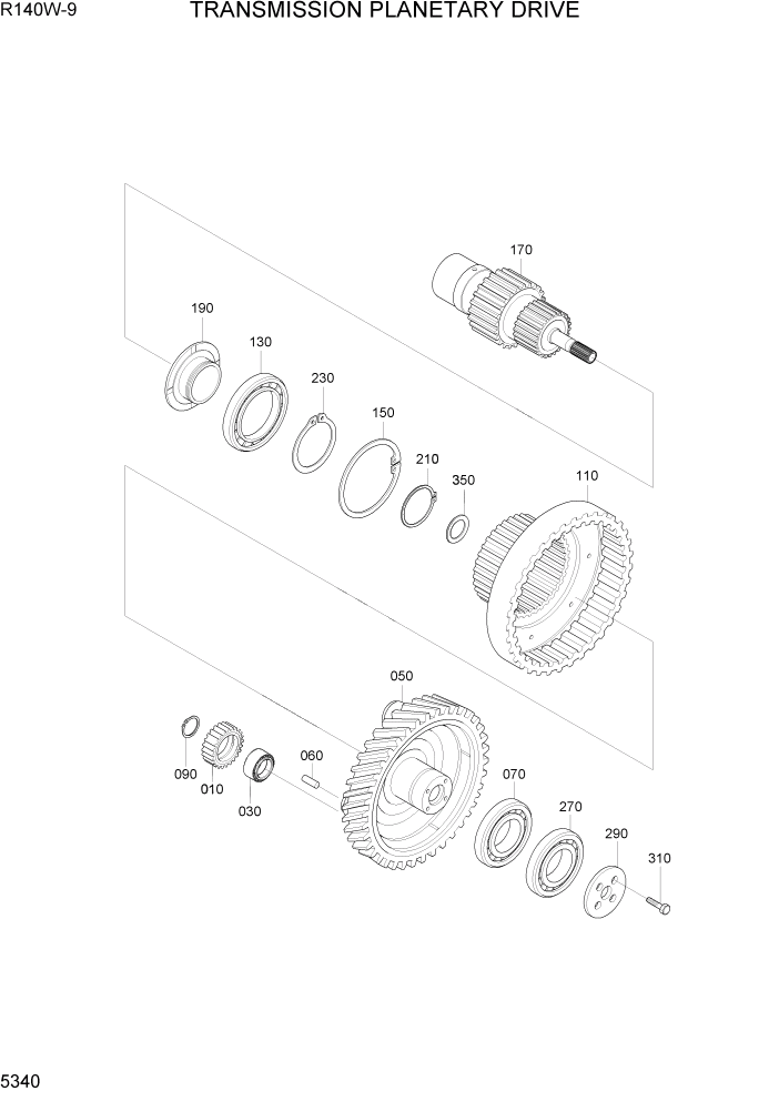 Схема запчастей Hyundai R140W9 - PAGE 5340 TRANSMISSION PLANETARY DRIVE ТРАНСМИССИЯ