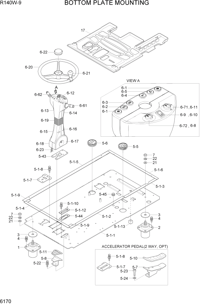 Схема запчастей Hyundai R140W9 - PAGE 6170 BOTTOM PLATE MOUNTING СТРУКТУРА