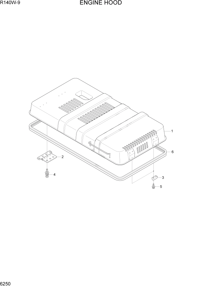 Схема запчастей Hyundai R140W9 - PAGE 6250 ENGINE HOOD СТРУКТУРА