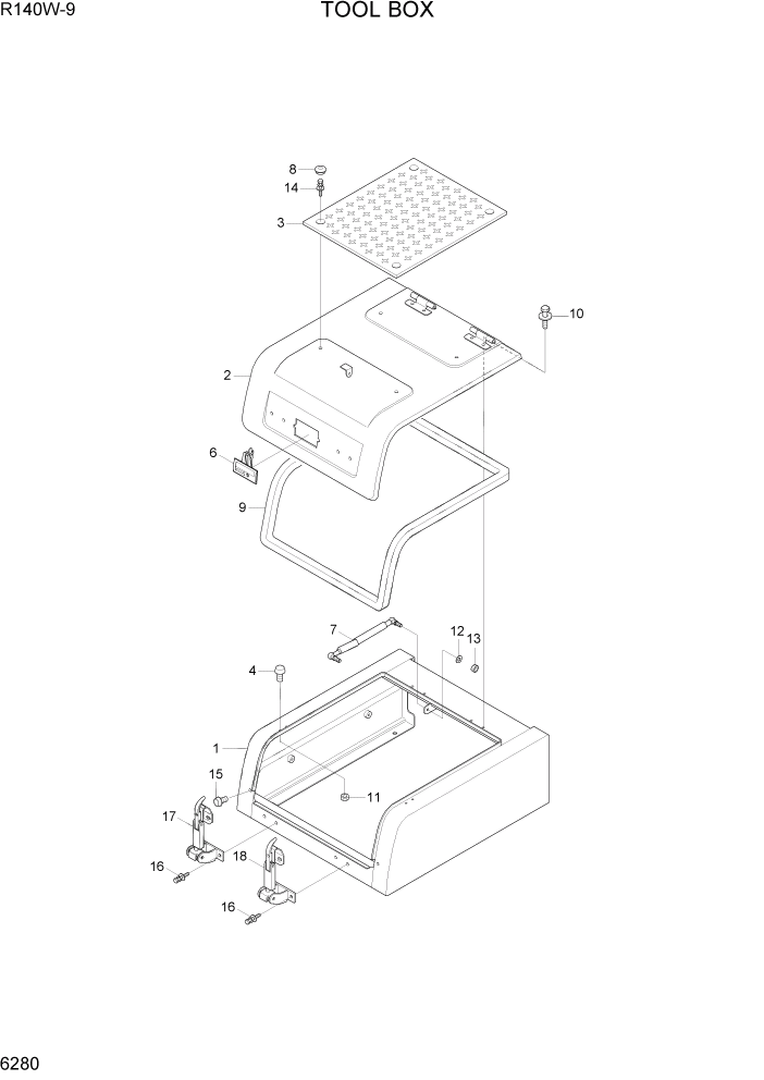 Схема запчастей Hyundai R140W9 - PAGE 6280 TOOL BOX СТРУКТУРА