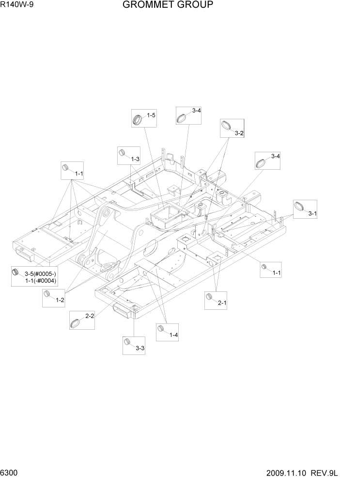 Схема запчастей Hyundai R140W9 - PAGE 6300 GROMMET GROUP СТРУКТУРА