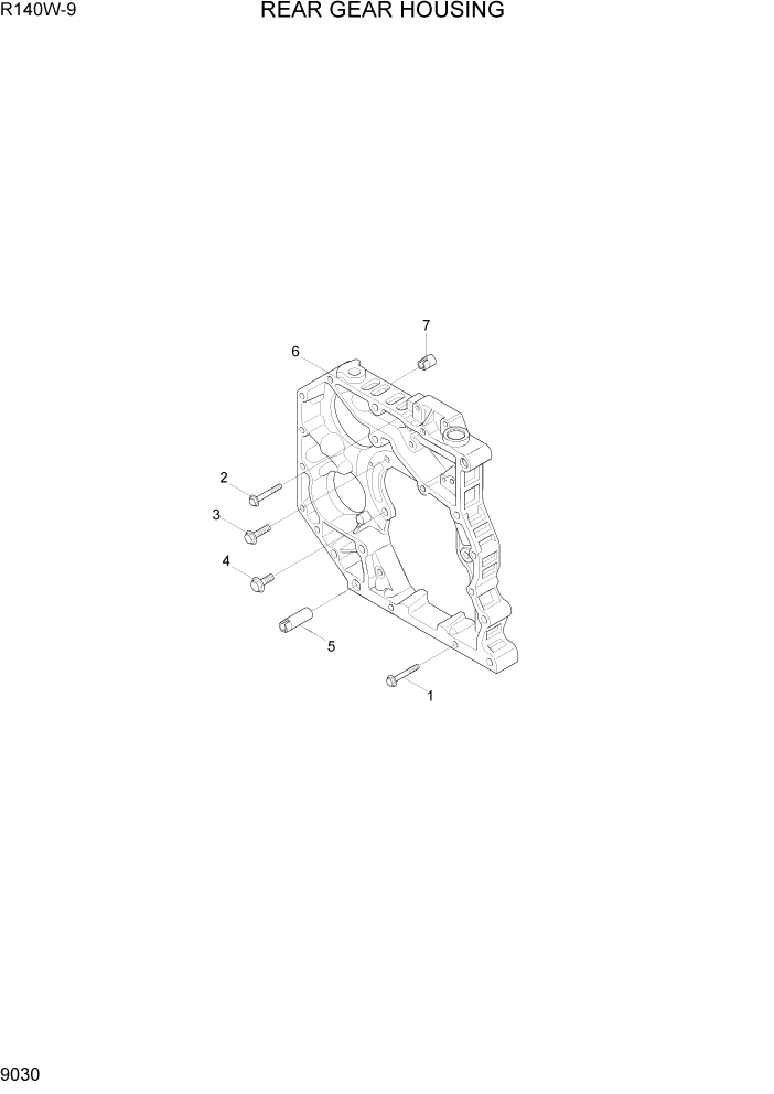 Схема запчастей Hyundai R140W9 - PAGE 9030 REAR GEAR HOUSING ДВИГАТЕЛЬ БАЗА