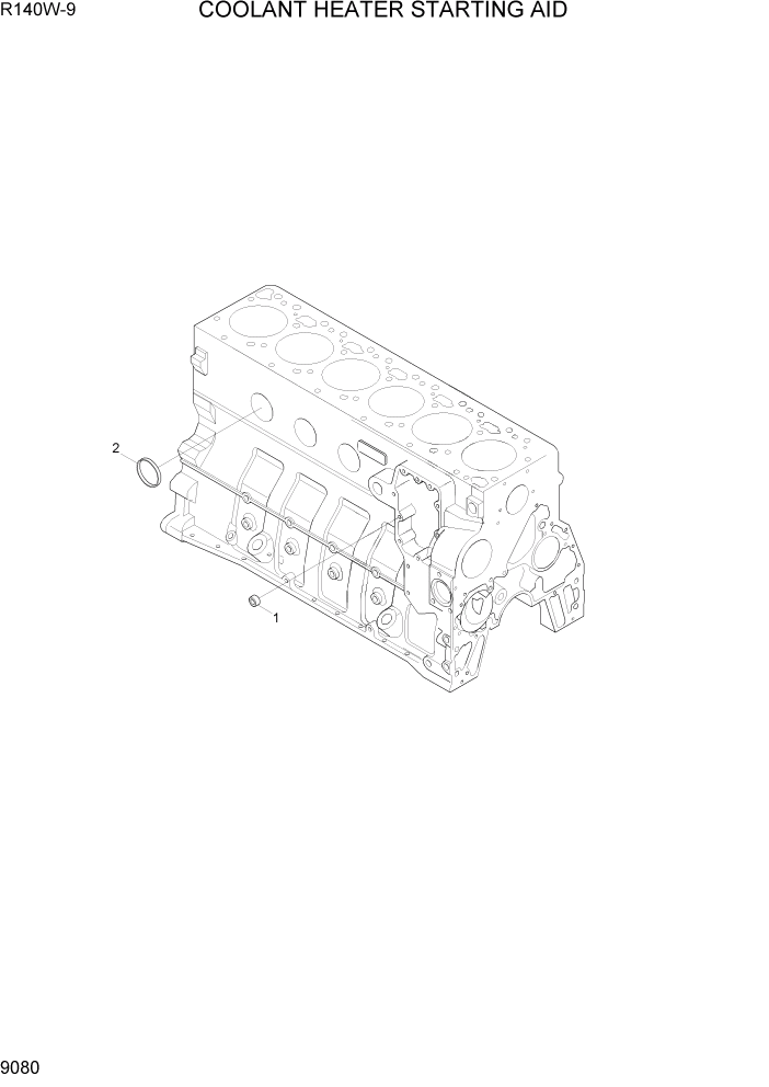 Схема запчастей Hyundai R140W9 - PAGE 9080 COOLANT HEATER STARTING AID ДВИГАТЕЛЬ БАЗА